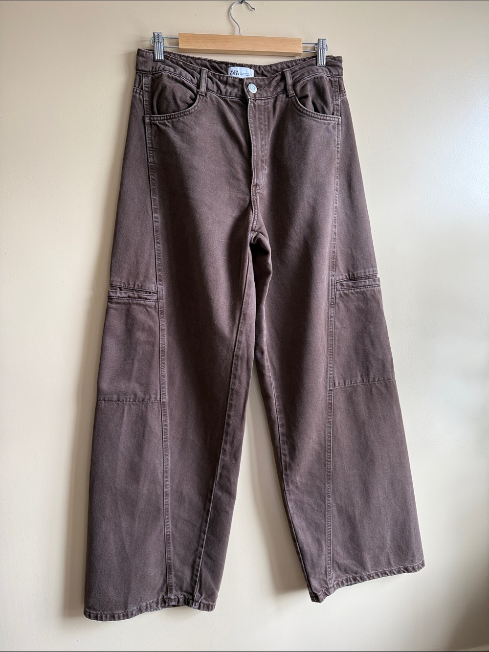 Zara Straight Leg Jeans in Brown